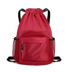 AQQWWER Damen Sporttasche Outdoor-Sportrucksack mit KordelzugSporttasche für Mann wasserdichte Kleidung Aufbewahrungstasche Frauen Fitnes (Color : Red) von AQQWWER