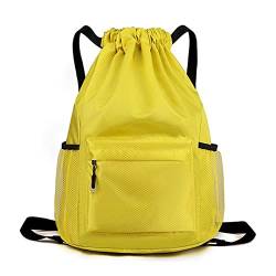 AQQWWER Damen Sporttasche Outdoor-Sportrucksack mit KordelzugSporttasche für Mann wasserdichte Kleidung Aufbewahrungstasche Frauen Fitnes (Color : Yellow) von AQQWWER