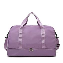AQQWWER Damen Sporttasche Trocken- und Nasstrennung Reisetasche Damen Seesack Handtaschen Damen Fitness Sporttasche Gepäck Organizer Yogatasche Wochenendtasche (Color : Purple) von AQQWWER