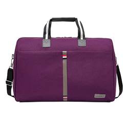 AQQWWER Damen Sporttasche wasserdichte Männer Reisetasche Faltbare tragbare Umhängetaschen Frauen Reisegepäcktasche Große Kapazität Reisetasche (Color : Purple) von AQQWWER