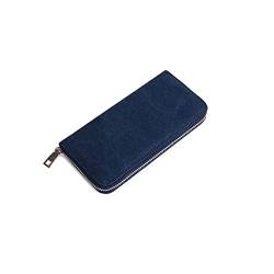 AQQWWER Geldbörsen für Damen Brieftaschen Leinwand Mode Große Kapazität Geldbörse Qualität Blauer Khaki Brieftasche Mode Geld Clip (Color : Blue) von AQQWWER