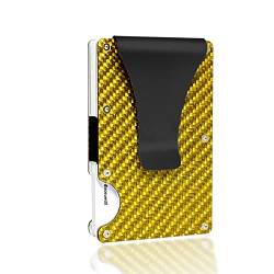 AQQWWER Geldbörsen für Damen Carbon Fiber Card Holder Mini Slim Wallet Men Aluminum Metal Magic Wallet Small Thin Male Purses Money Bag Vallet (Color : Yellow) von AQQWWER