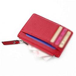 AQQWWER Geldbörsen für Damen Leder-Mappen-Kartenhalter-Karten-Mappen-Frauen-Reißverschluss-Münzen-Tasche Ultra Thin Wallet (Color : Red) von AQQWWER