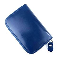 AQQWWER Geldbörsen für Damen Wallet Genuine Leather Purse for Men Zipper Coin Card Holder First Layer Cowhide Oil Wax Leather Mini Clutch Bag (Color : Blue) von AQQWWER