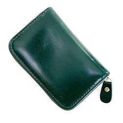 AQQWWER Geldbörsen für Damen Wallet Genuine Leather Purse for Men Zipper Coin Card Holder First Layer Cowhide Oil Wax Leather Mini Clutch Bag (Color : Green) von AQQWWER