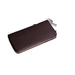 AQQWWER Geldbörsen für Damen Wallet Men Long Zipper Genuine Leather Wallets Solid Color Male Business Clutch Cellphone Wallet Big Capacity Card Holder Purse (Color : Coffee) von AQQWWER