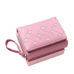 AQQWWER Geldbörsen für Damen Wallets for Women Kawaii Cute Wallet Luxury Designer Lady Wallet Pink Purse Womens Wallet Small Women Leather Wallet Coin Purse (Color : Pink) von AQQWWER