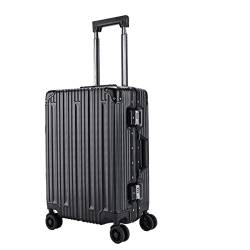 AQQWWER Gepäckkoffer Retro Rolling Luggage Spinner Aluminum Frame Travel Bag Women Vintage Trolley Men Carry On Suitcases Wheel (Color : Black, Size : 20 inch) von AQQWWER