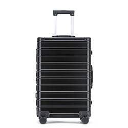 AQQWWER Gepäckset Aluminum Magnesium Alloy Suitcase Business Luggage Trolley Case for Travelling, Roller Luggage,Password (Color : Black, Size : 20") von AQQWWER