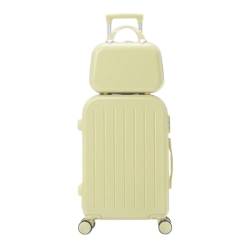 AQQWWER Gepäckset Business Trip Luggage Suitcase Lightweight Trolley Case Universal Wheel Male and Female Student Password Box (Color : Yellow, Size : 20") von AQQWWER