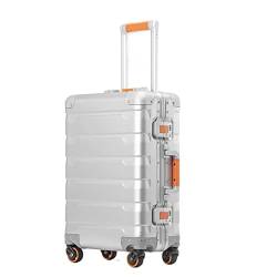 AQQWWER Gepäckset Large-Capacity Suitcase Sleek Trolley Case Spinner Rolling Luggage Universal Wheel Password Bag (Color : Silver, Size : 24") von AQQWWER