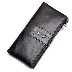 AQQWWER Herren Geldbörse Damen Leder Lange Brieftasche Multifunktionskartenschatulle Mode Brieftasche (Color : Coffee) von AQQWWER