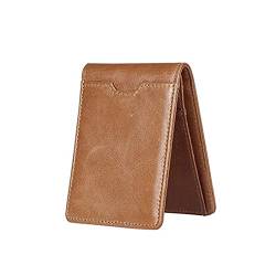 AQQWWER Herren Geldbörse Geldbörsen Männer Echtes Leder Brieftasche Slim Front Pocket Herren Kartenkasten mit blockierender Geldbörse (Color : Coffee) von AQQWWER