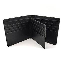 AQQWWER Herren Geldbörse Genuine Leather Wallet Men Classic Black Soft Napa Short Purse RFID Blocking Male Credit Card Holders (Color : Black) von AQQWWER