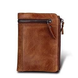 AQQWWER Herren Geldbörse Herren Crazy Horse Leder Leder Brieftasche for Mann Brieftasche kurz (Color : Coffee) von AQQWWER