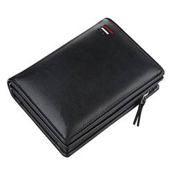 AQQWWER Herren Geldbörse Männer Kurze Brieftasche Vertikale Multi Schnalle Brieftasche Multi Function Zero Brieftasche Luxus Brieftasche (Color : Black) von AQQWWER
