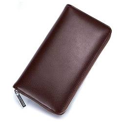 AQQWWER Herren Geldbörse Men Wallet Genuine Leather Passport Long Large Capacity or Multi Function Card Holder Unisex Wallets (Color : Coffee) von AQQWWER