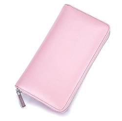 AQQWWER Herren Geldbörse Men Wallet Genuine Leather Passport Long Large Capacity or Multi Function Card Holder Unisex Wallets (Color : Pink) von AQQWWER