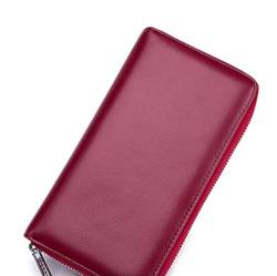 AQQWWER Herren Geldbörse Men Wallet Genuine Leather Passport Long Large Capacity or Multi Function Card Holder Unisex Wallets (Color : Red) von AQQWWER