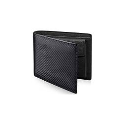 AQQWWER Herren Geldbörse Mode Carbon Faser Herren Leder Brieftasche Lässige Zweifache Leder Lange Brieftasche Frauen Multi-Card-Änderung Tasche Kurze Brieftasche (Color : Black) von AQQWWER