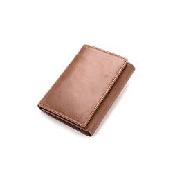 AQQWWER Herren Geldbörse Vintage Echtes Leder Brieftasche Männer Trifold Brieftaschen mit Münztasche mit Trifold Design Kreditkarteninhaber Geldbörse (Color : Bruin) von AQQWWER