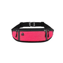 AQQWWER Hüfttasche Fitness Reflektierende Taille Tasche Sporttasche Brieftasche Reise Leinwand Telefon Tasche Outdoor Sports Tasche Männer Frauen (Color : Rose Red) von AQQWWER