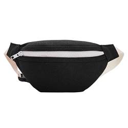 AQQWWER Hüfttasche Freizeit-Gürteltasche, Rückentasche aus Segeltuch, Brusttasche, Reißverschluss (Color : Black) von AQQWWER