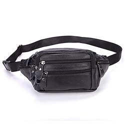 AQQWWER Hüfttasche Genuine Leather Waist Packs Belt Bag Phone Pouch Bags Travel Waist Pack Male Small Waist Bag Leather Pouch (Color : Black) von AQQWWER