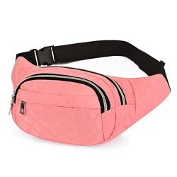 AQQWWER Hüfttasche Gürteltasche, große Kapazität, mehrschichtige Freizeit-Brusttasche, spritzwassergeschützte Reisetasche aus Nylon (Color : Pink) von AQQWWER