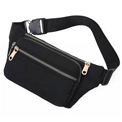 AQQWWER Hüfttasche New Women Waist Bag Zipper Chest Bag Outdoor Sports Crossbody Bag Casual Travel Belt Bag Pocket Money Pouch Bags (Color : Black) von AQQWWER