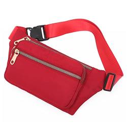 AQQWWER Hüfttasche New Women Waist Bag Zipper Chest Bag Outdoor Sports Crossbody Bag Casual Travel Belt Bag Pocket Money Pouch Bags (Color : Red) von AQQWWER