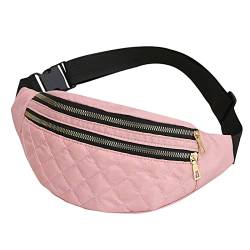 AQQWWER Hüfttasche Plaid WomenWaist Bag Ladies Belt Bags Designer Shoulder Crossbody Chest Bag Female Travel Fanny Pack Banana Hip Purse (Color : Pink) von AQQWWER