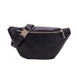 AQQWWER Hüfttasche Waist Pack Fashion PU Leather for Women Belt Waist Bag Shoulder Bag Casual Female Chest Bag (Color : Black) von AQQWWER