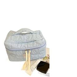AQQWWER Schminktasche Flower Quilting Cloth Makeup Bag Women Cosmetic Large Storage Handbag Box Shape Toiletry Case Cosmetic Bag von AQQWWER