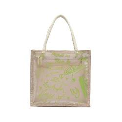 AQQWWER Schminktasche Transparent Graffiti Letter Handbags for Women Style and Linen Fresh Jelly Zipper Cosmetic Bag von AQQWWER