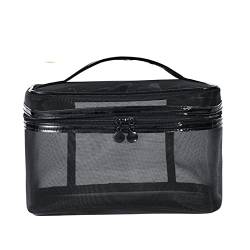 AQQWWER Schminktasche Transparent Makeup Bag Gauze Portable Large Capacity Black Toiletry Bags Makeup von AQQWWER