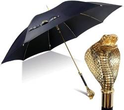 Regenschirme Regenschirm Schirm Touristische Regenschirm Goldene Schlangenform Lange Griff Gentleman Britischer Sonnenschirm Uv. Schutz doppelter Regenschirm. Winddicht Stark ( Blue : E , Size : 98cm von AQUETI