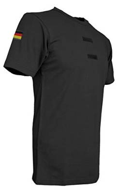 Bundeswehr Tropen T-Shirt mit Deutschlandfahnen und Klettstreifen in, schwarz, Oliv und Coyote (8, Schwarz) von AR TACTICAL GMBH