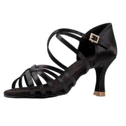 ARCLIBER 7,6 cm Latein Tanzschuhe für Frauen Tan Satin Ballsaal Tanzschuhe für Salsa Tango Charakter Schuhe 8M, Schwarz, 39 EU von ARCLIBER