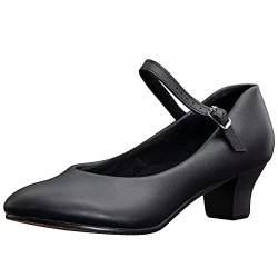 ARCLIBER Charakterschuhe für Damen, Knöchelriemen, 3,9 cm, Tanzabsätze für Ballsaal, Salsa, Tango, Schwarz, 38 EU von ARCLIBER