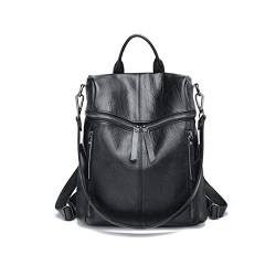 ARDEMA Damen Leder Casual Daypack Handtaschen Umhängetaschen Rucksäcke Mode Laptoptaschen Rindsleder Gepäcktaschen Bookbags (Color : Black) von ARDEMA
