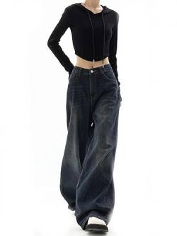ARESU Retro-Damen-Jeans mit weitem Bein, Harajuku, lose Denim-Hosen, übergroße Streetwear-Herbsthosen, koreanische Mode, Foto: M von ARESU