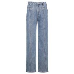 ARESU Retro-Jeans mit fünfzackigem Stern und geradem Bein für Damen, europäisches und amerikanisches Design, schmale Hose, Lange, vielseitige Hose-1-S von ARESU
