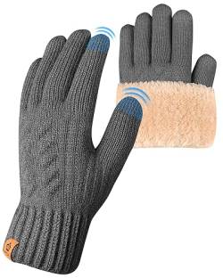 ARFNKIM Winterhandschuhe mit Fleecefutter, Herren und Damen Touchscreen Warme Gedehnt Dicke Strickhandschuhe Wollhandschuhe Thermohandschuhe Outdoor Winter Geschenke (grau) von ARFNKIM