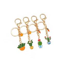 ARFUKA 4 Stück Schlüsselanhänger Cartoon Kaktus Elefant Anhänger Autoschlüsselanhänger Taschenanhänger Schlüsselringe Schlüsselbund Keychain für Geburtstag Weihnachten Feiertag Geschenk von ARFUKA