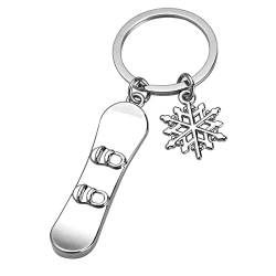 ARFUKA Schlüsselanhänger Edelstahl Auto Schlüsselanhänger Snowboard Anhänger Metall Keychain Schlüsselbund Geburtstag Weihnachtsgeschenke für Männer und Frauen von ARFUKA