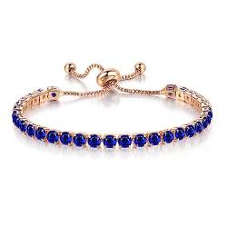 ARH Armband Für Frauen,Tennisarmbänder Für Frauen Weißvergoldeter Diamant Zierliche Klassische Verstellbare Slider Armband Silber Modeschmuck Hochzeitsgeschenk,Kristall Armband(Blau) von ARHZ