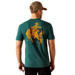 ARIAT Abilene Shield T-Shirt für Herren, Dunkelblaugrün meliert, L von ARIAT
