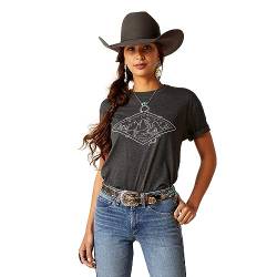 ARIAT Damen WMS Desert Diamond Ss Tshrt Chrcl Hthr Hemd, Dunkelgrau meliert, L von ARIAT