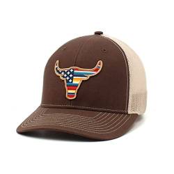 ARIAT Herren Brown Snapback R112 Bull USA Flag Patch Cap, braun, Einheitsgröße von ARIAT